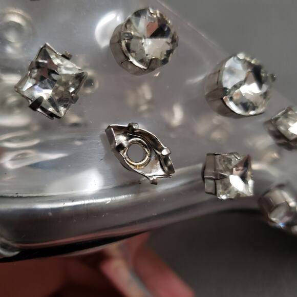 Good American Diamonds Forever Heel in Glass Size 5.5 GAME-WZ4 Silver Crystals - Picture 16 of 16